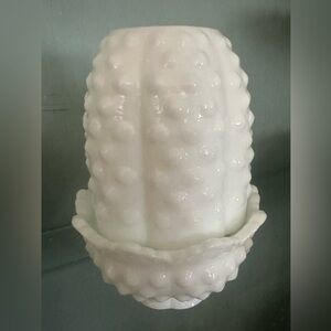 Vintage Fenton Hobnail milk glass Fairy lamp